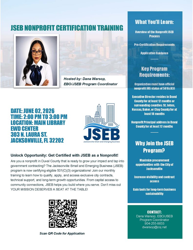 Flyer for JSEB Nonprofit Certification Training