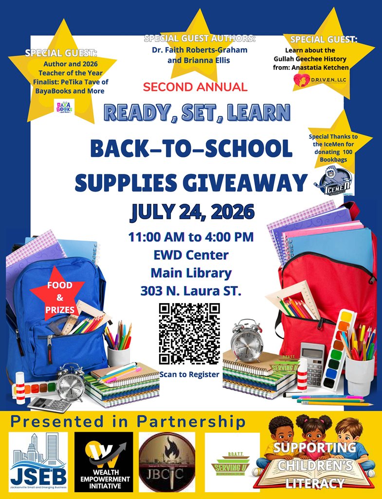 Flyer for Ready, Set, Learn Back-to-School Supplies Giveaway