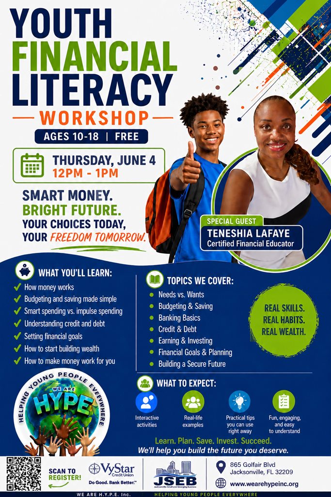 Flyer for Youth Financial Literacy Workshop