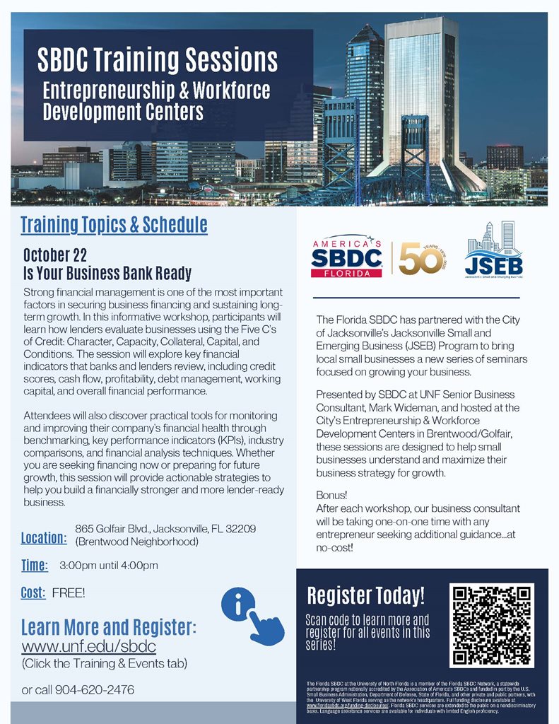 JSEB SBDC Golfair Bank Ready 10-22-26 Flyer