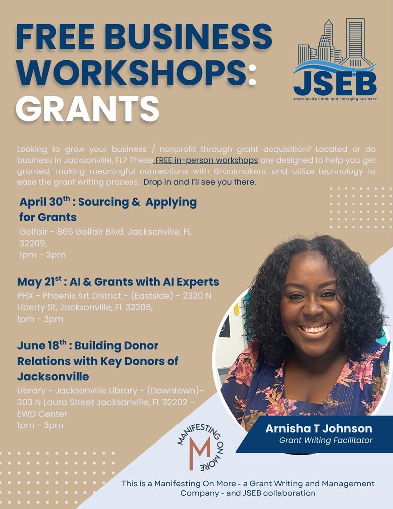 Arnisha T Johnson Grant Writing Facilitator Manifesting On More is a grant writing management company and JSEB collaboration